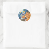 STICKER ROND SKELETON, CHATS NOIRS CARVANT DES JACKS, BILLETS (Sac)