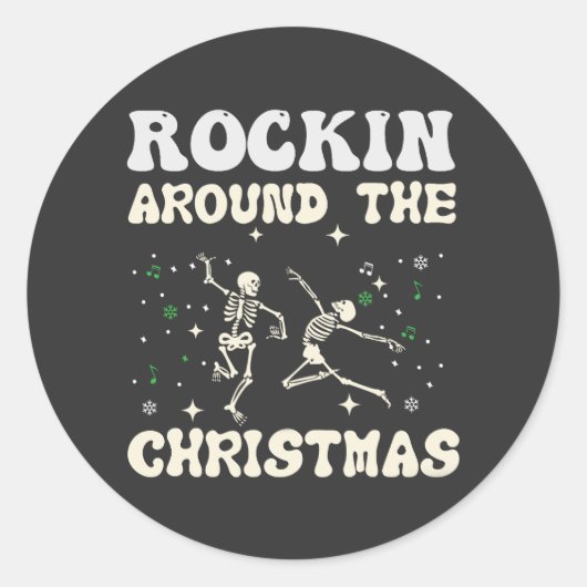 Sticker Rond Skeleton Christmas Dance (Devant)
