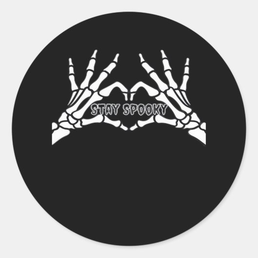 Sticker Rond Skeleton Coeur Et Mains Design Classique (Devant)