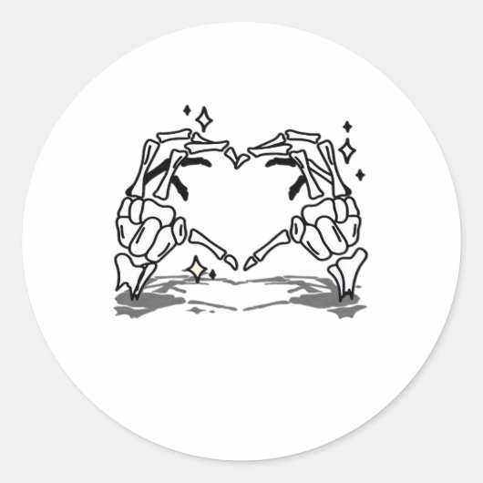 Sticker Rond Skeleton Coeur main drôle Design (Devant)
