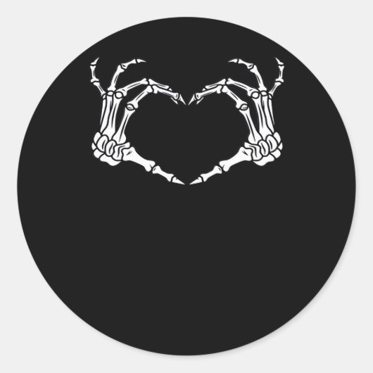 Sticker Rond Skeleton Coeur main Halloween Design (Devant)