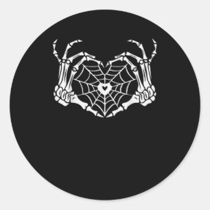 Sticker Rond Skeleton Coeur main Spiderweb Halloween Cobweb Par