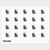 Sticker Rond Skeleton Coon - Maine Coon Halloween (Feuille)