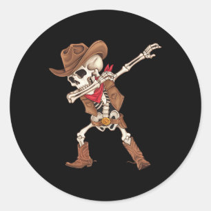 Sticker Rond Skeleton Cowboy Halloween Costume Garçons Hommes E