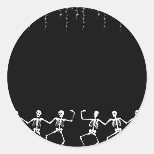 Sticker Rond Skeleton Dance Party