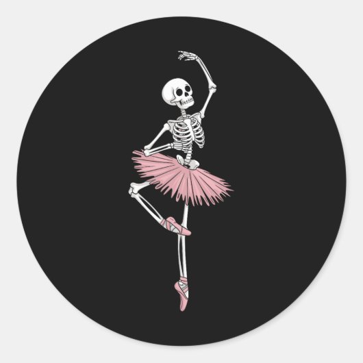 Sticker Rond Skeleton Dancing Ballet Amateurs Éffrayant Hallowe (Devant)