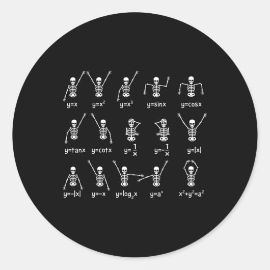 Sticker Rond Skeleton Danse Chiffres Équation Math Enseignant H (Devant)