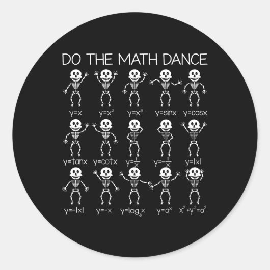 Sticker Rond Skeleton Danser Figures Equation Math Enseignant H (Devant)