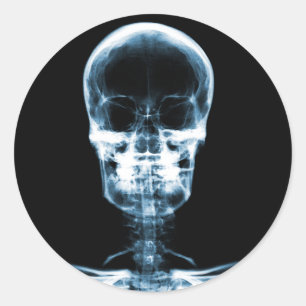 STICKER ROND SKELETON DE VISION X-RAY SKULL - BLEU
