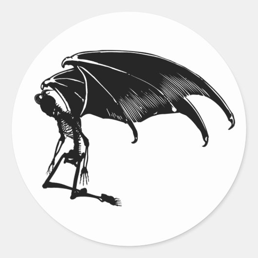 Sticker Rond Skeleton Demon Fallen Angel Horreur Goth art (Devant)