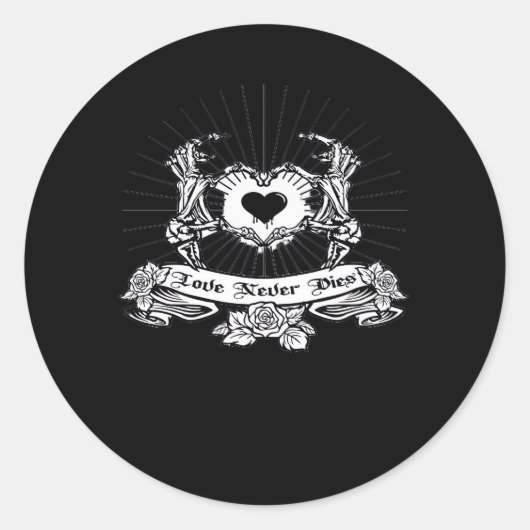 Sticker Rond Skeleton Design à la main classique (Devant)