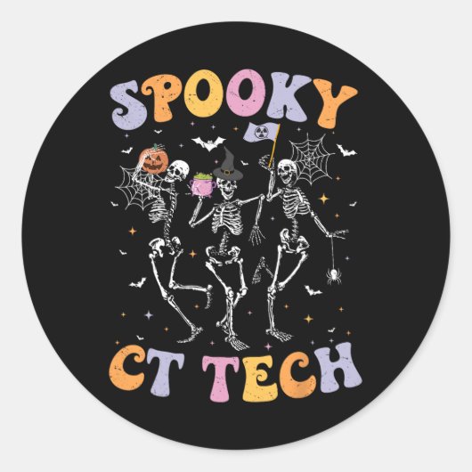 Sticker Rond Skeleton Éffrayant Ct Tech informatique Tomographi (Devant)