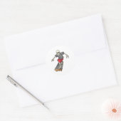 Sticker Rond Skeleton en skateboard (Enveloppe)
