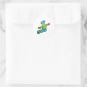 Sticker Rond Skeleton en Snowboard avec Snowboard (Sac)
