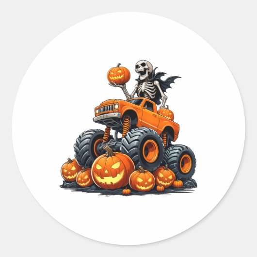 Sticker Rond Skeleton équitation Monster Camion Halloween Citro (Devant)