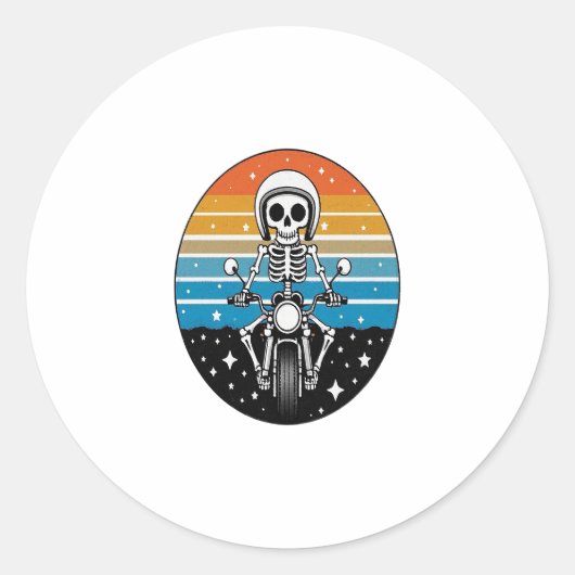 Sticker Rond Skeleton équitation moto (Devant)