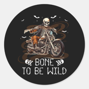 Sticker Rond Skeleton équitation moto Halloween Costume Biker