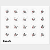 Sticker Rond Skeleton équitation Requin Effrayant Halloween Gar (Feuille)