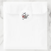 Sticker Rond Skeleton équitation Requin Effrayant Halloween Gar (Sac)