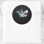 Sticker Rond Skeleton équitation Zombie Shark Funny Halloween c (Sac)