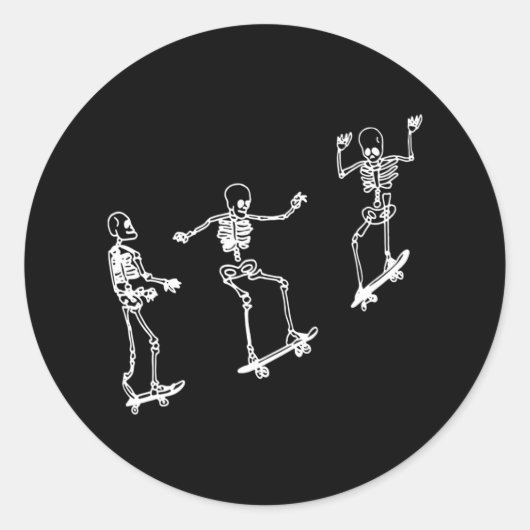 Sticker Rond Skeleton Fun Skateboard Halloween Skateboard Sk (Devant)