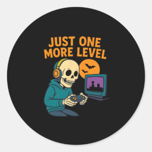 Sticker Rond Skeleton Gamer – Juste un niveau de plus