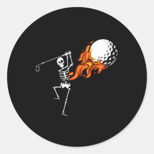 Sticker Rond Skeleton Golf Drôle Halloween Costume de golf Spor