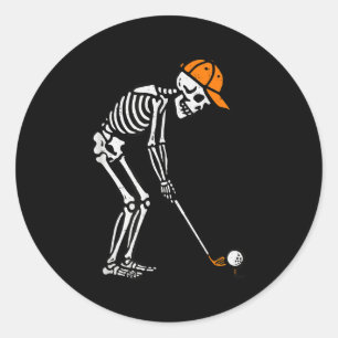 Sticker Rond Skeleton Golf Halloween Costume de golf Papa Mens