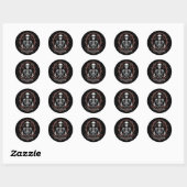 Sticker Rond Skeleton Goth Style crâne noir (Feuille)