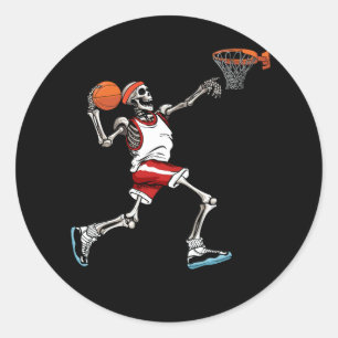Sticker Rond Skeleton Halloween Hommes garçons Basketball