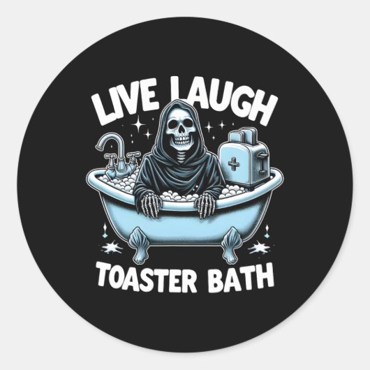 Sticker Rond Skeleton Halloween Live Lauder Toaster Bath Design (Devant)