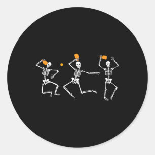 Sticker Rond Skeleton Halloween Pickleball