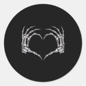 Sticker Rond Skeleton Hand Heart Halloween Valentines Matching  (Devant)