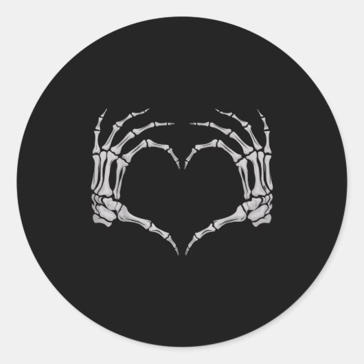 Sticker Rond Skeleton Hand Heart Halloween Valentines Matching  (Devant)
