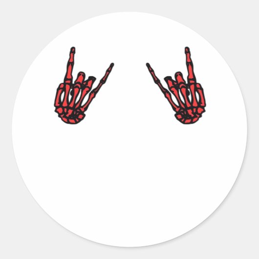 Sticker Rond Skeleton Hand Heart Roll & Red Classic (Devant)