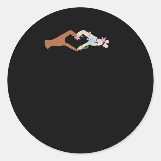 Sticker Rond Skeleton Hands Heart Show Basic (Devant)