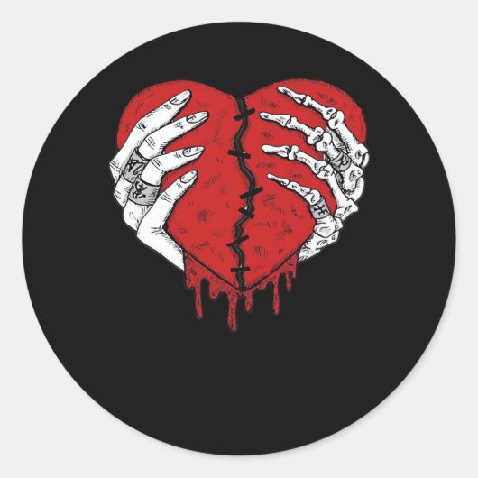 Sticker Rond Skeleton Hands Hearts Classic Trending (Devant)