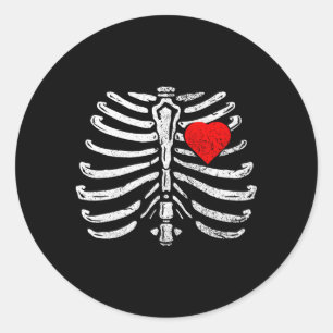 Sticker Rond Skeleton He Rib Cage X-Ray Halloween