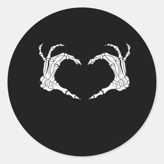 Sticker Rond Skeleton Heart Hands Classic (Devant)