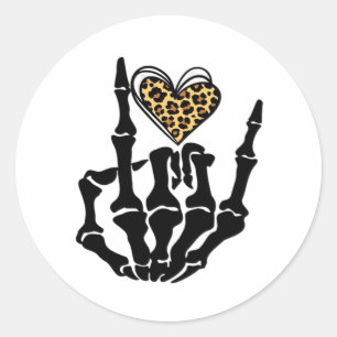 Sticker Rond Skeleton Heart Hands Classic