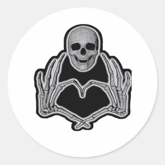 Sticker Rond Skeleton Heart Hands Classic (Devant)