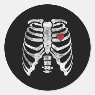 Sticker Rond Skeleton Heart Rib Cage X-ray Adulte Enfants Amusa