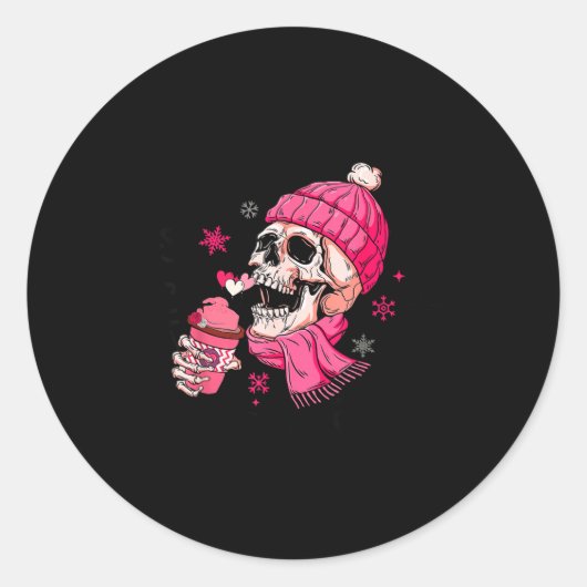 Sticker Rond Skeleton It's Cold Outside Like My Heart Valentine (Devant)