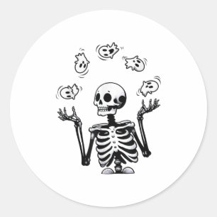 Sticker Rond Skeleton Jonglage Ghosts drôle Costume d'Halloween