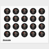 Sticker Rond Skeleton Jouer Bowling Funny Halloween Skull Kid (Feuille)