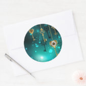 Sticker Rond Skeleton Keys on Green Background (Enveloppe)