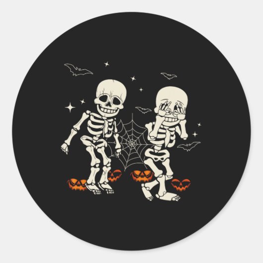 Sticker Rond Skeleton Kids Griddy-dance Halloween Trick Ou Trea (Devant)