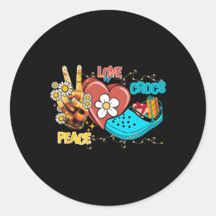 Sticker Rond Skeleton La paix de la main Aimer crocs Famille No