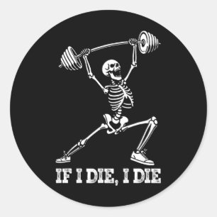 Sticker Rond Skeleton Lifting Weights entraînement Gym Lover - 