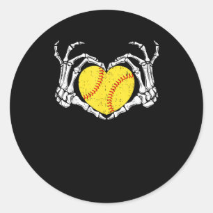 Sticker Rond Skeleton Mains Coeur Halloween Costume Softball Wo